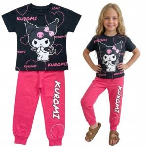 Kuromi komplet dziewczęcy – T-shirt i różowe spodnie