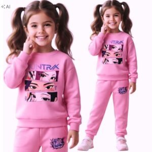 Różowy dres dziewczęcy Huntrix K-POP – bluza i spodnie jogger