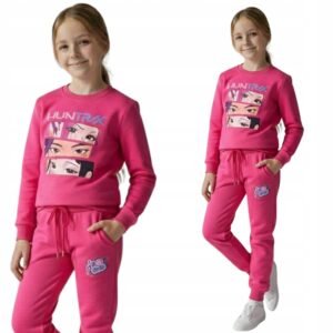 Fuksjowy dres dziewczęcy Huntrix K-POP – bluza i spodnie jogger